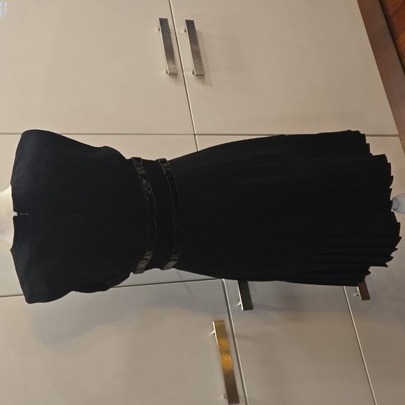 Tracy Reese NY Sleeveless V-Neck Patent Leather Pleated Midi Dress Black Size 4 - Picture 7 of 14